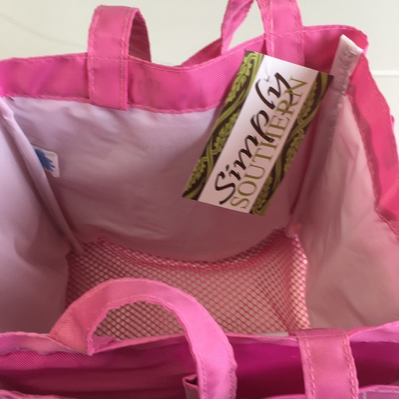 Pink Gardening Tote with Pi Beta Phi blue letters - Picture 6 of 6